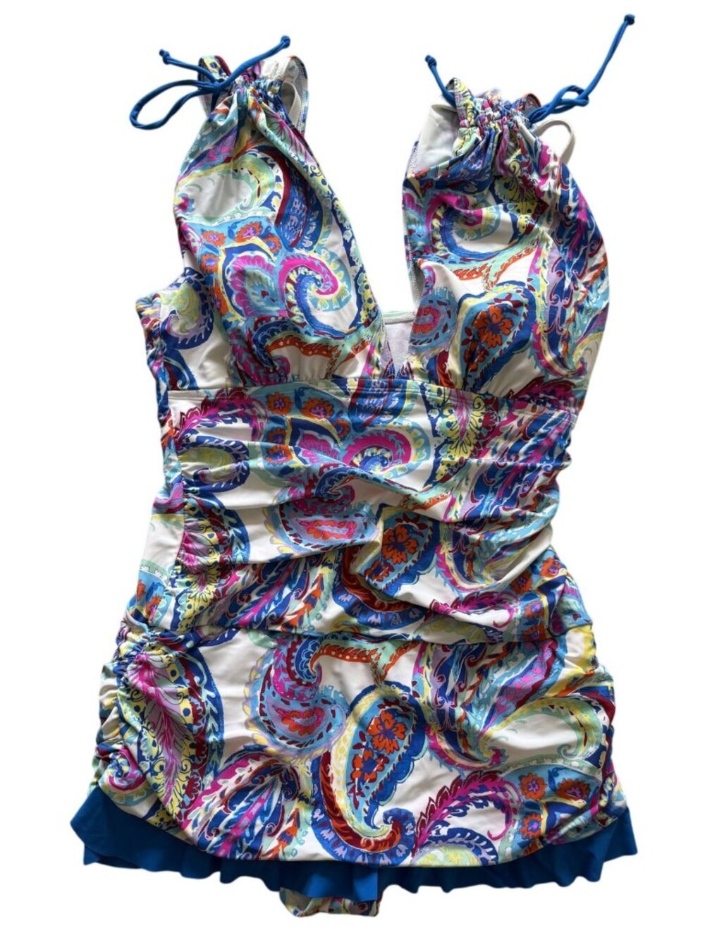Mazu Swim Grecian Skater Paisley One Piece Swimsuit Womens Size 16 Multicolor
